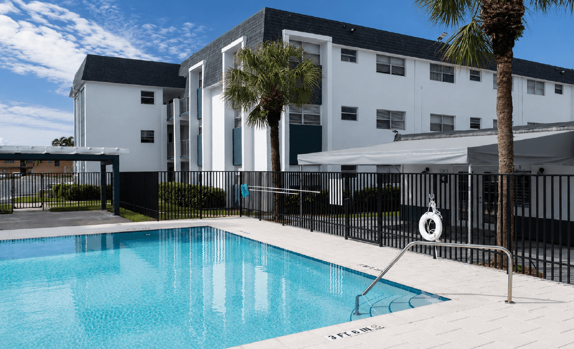Resort-style swimming pool at apartment community